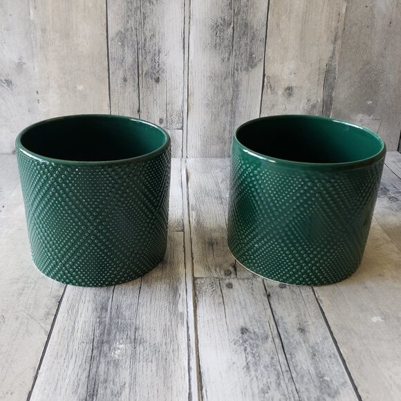 Other - Ceramic Green Plant Containers with Dot Pattern (set of 2)